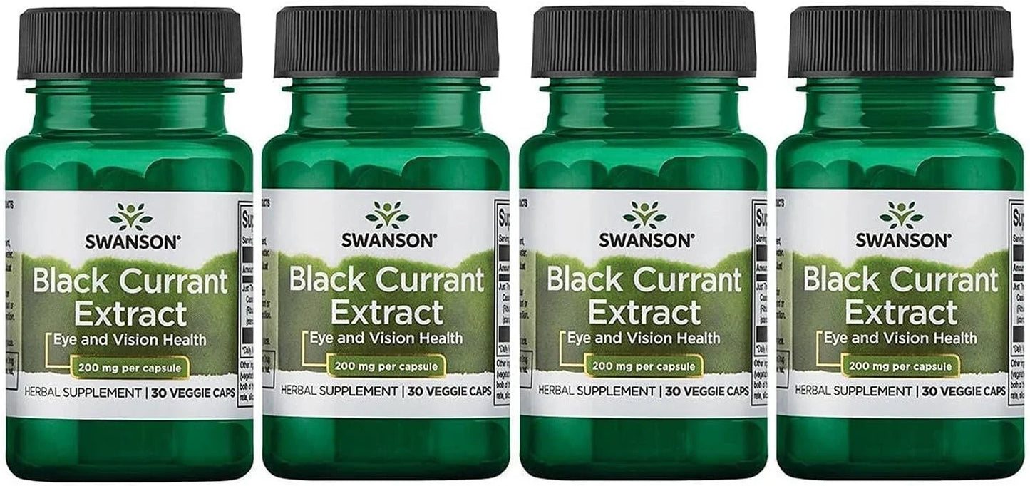 Swanson Black Currant Extract 200 mg, 30 Veg Capsules, 4 Pack