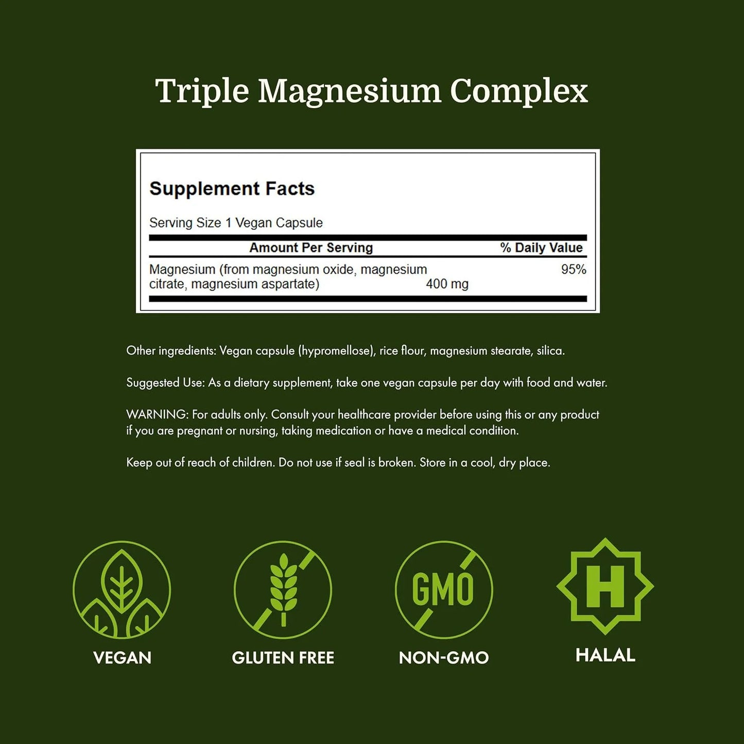 Swanson Triple Magnesium Complex, 400 mg, 100 Caps, 3 Pack