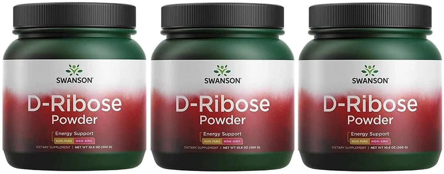 Swanson Ultra D-Ribose Powder, 100% Pure Non-GMO, 10.6 oz, 3 Pack