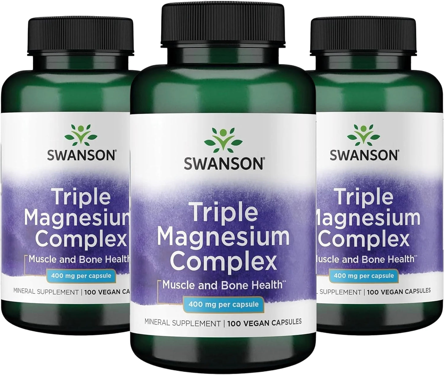 Swanson Triple Magnesium Complex, 400 mg, 100 Caps, 3 Pack
