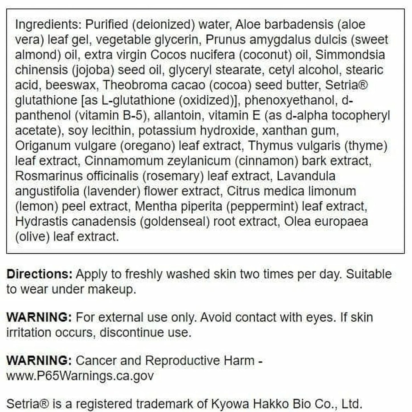 Swanson L-Glutathione Cream with Setria, 2 fl oz (59 ml)