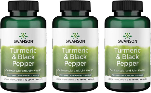 Swanson Premium Turmeric & Black Pepper Supplement, 90 Vegan Caps, 3 Pack