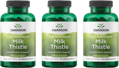 Swanson Full Spectrum Milk Thistle, 500 mg, 100 Vegan Capsules, 3 Pack