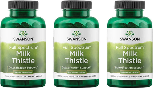 Swanson Full Spectrum Milk Thistle, 500 mg, 100 Vegan Capsules, 3 Pack