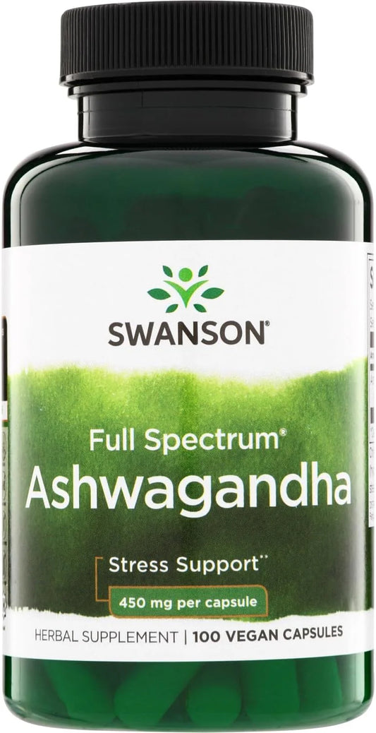 Swanson Full Spectrum Ashwagandha, 450 mg, 100 Vegan Capsules