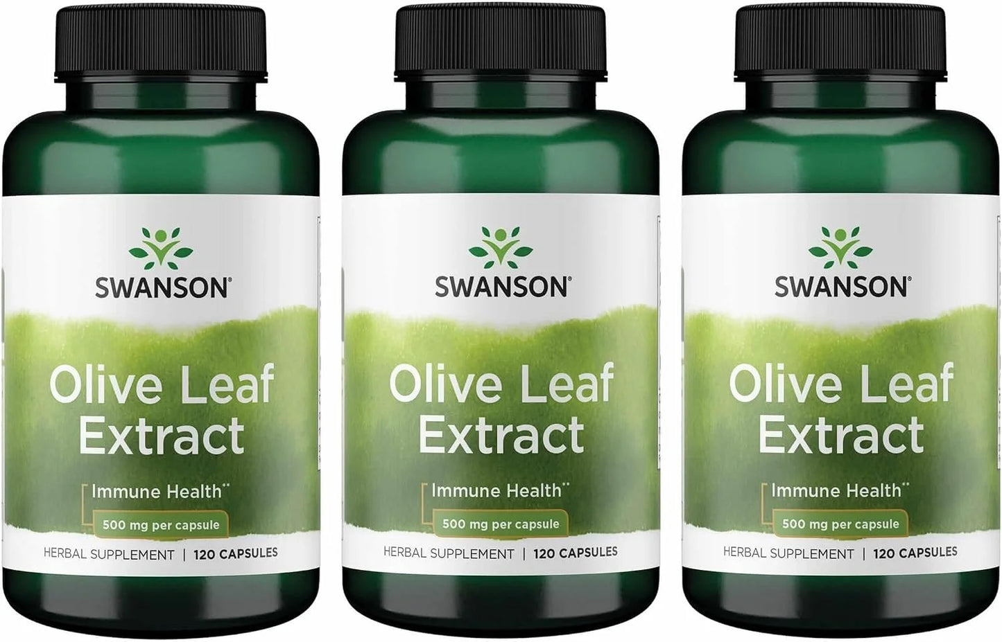 Swanson Olive Leaf Extract Immune Health, 500 mg, 120 Caps, 3 Pack