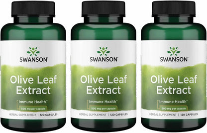 Swanson Olive Leaf Extract Immune Health, 500 mg, 120 Caps, 3 Pack