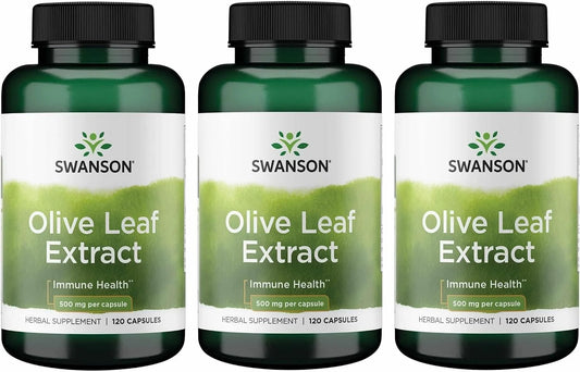 Swanson Olive Leaf Extract Immune Health, 500 mg, 120 Caps, 3 Pack