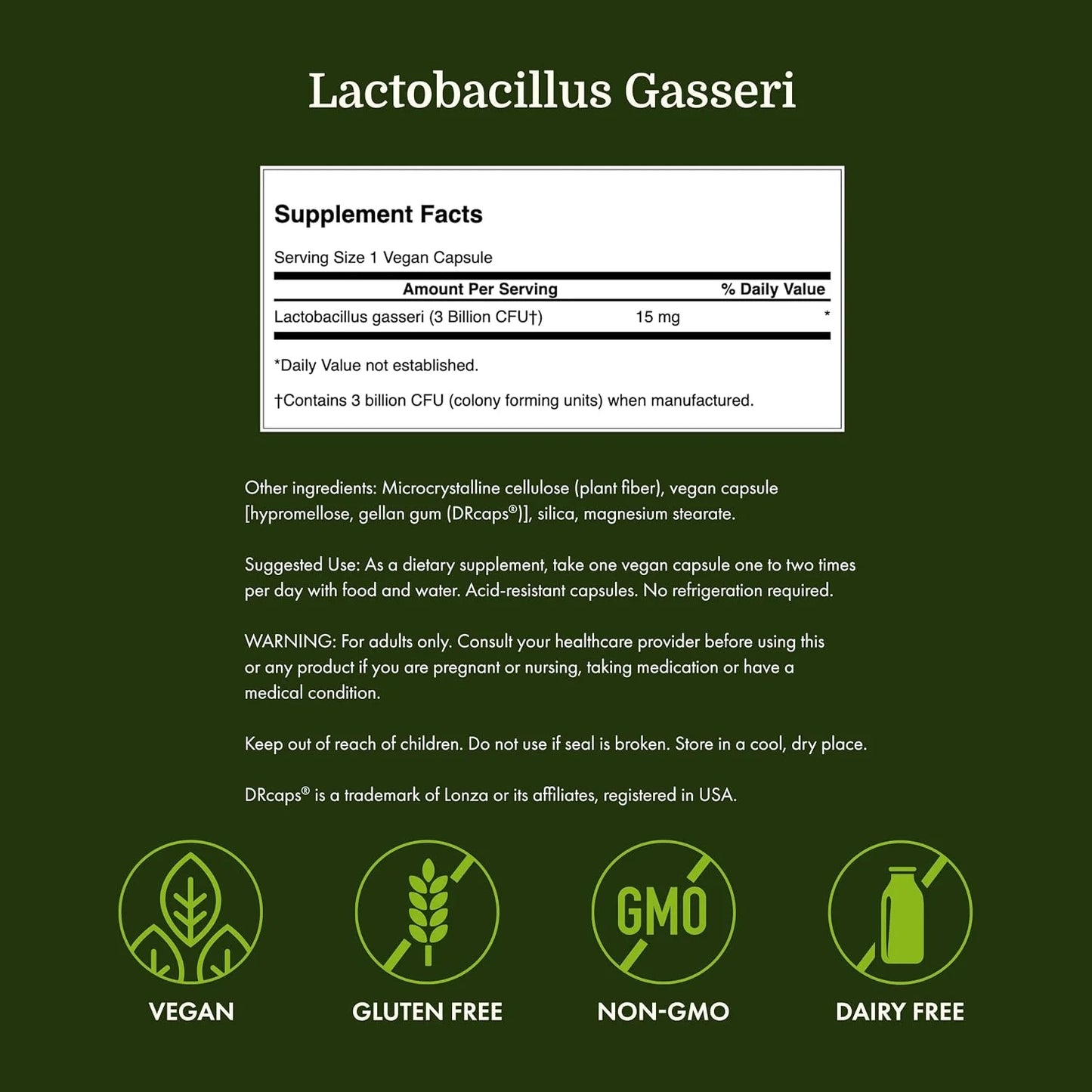 Swanson Lactobacillus Gasseri Probiotic, 3 Billion CFU, 60 Vegan Capsules