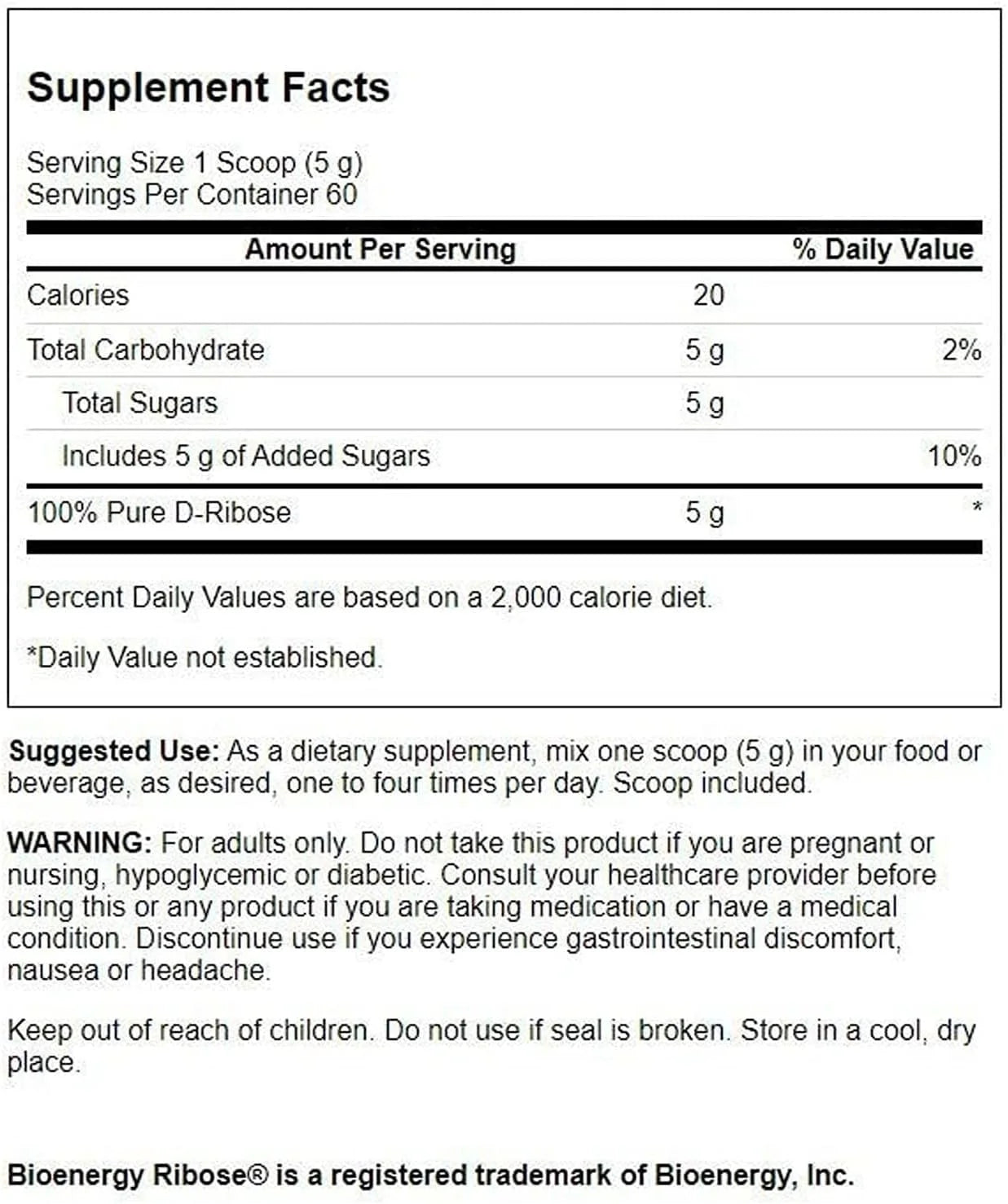 Swanson Ultra D-Ribose Powder, 100% Pure Non-GMO, 10.6 oz, 2 Pack