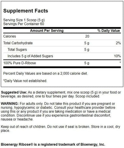 Swanson Ultra D-Ribose Powder, 100% Pure Non-GMO, 10.6 oz, 2 Pack