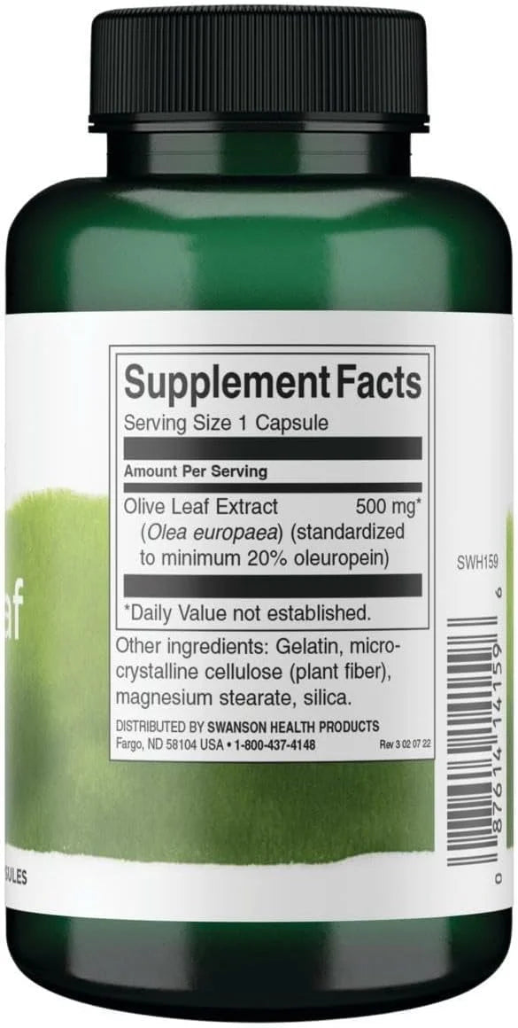 Swanson Olive Leaf Extract Immune Health, 500 mg, 120 Caps, 4 Pack