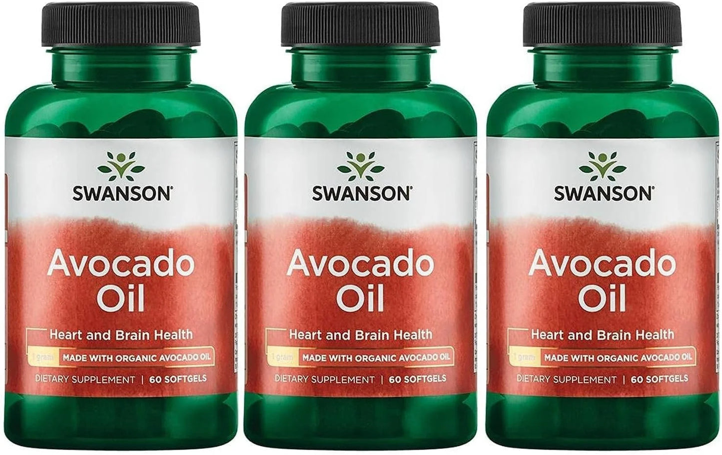 Swanson Avocado Oil, Essential Fatty Acids, 60 Softgels, 1 g Each, 3 Pack