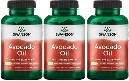 Swanson Avocado Oil, Essential Fatty Acids, 60 Softgels, 1 g Each, 3 Pack