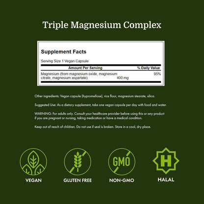 Swanson Triple Magnesium Complex, 400 mg, 100 Caps, 4 Pack