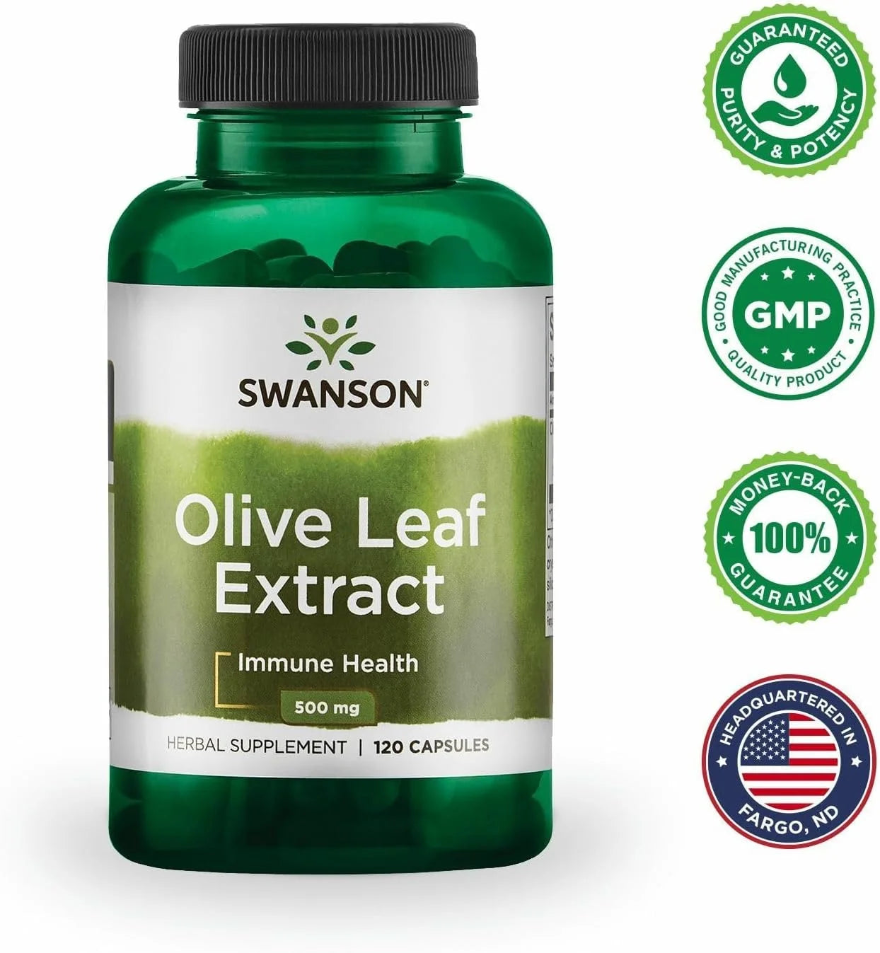 Swanson Olive Leaf Extract Immune Health, 500 mg, 120 Caps, 3 Pack