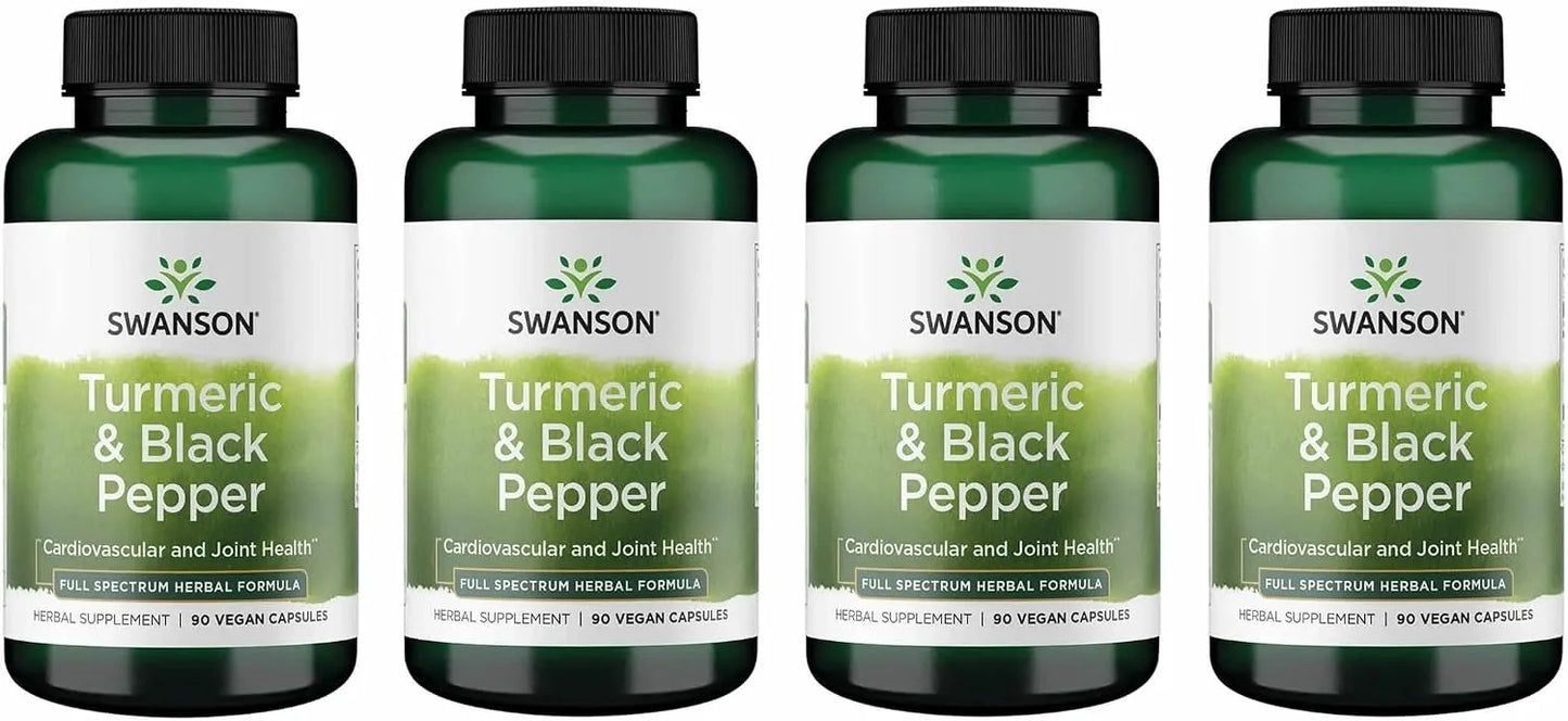Swanson Premium Turmeric & Black Pepper Antioxidant Supplement, 4 Pack