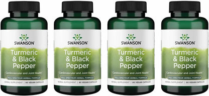 Swanson Premium Turmeric & Black Pepper Antioxidant Supplement, 4 Pack
