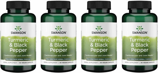 Swanson Premium Turmeric & Black Pepper Antioxidant Supplement, 4 Pack