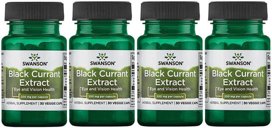 Swanson Black Currant Extract 200 mg, 30 Veg Capsules, 4 Pack