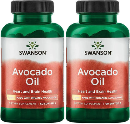 Swanson Avocado Oil, Essential Fatty Acids, 60 Softgels, 1 g Each, 2 Pack