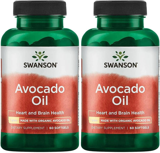 Swanson Avocado Oil, Essential Fatty Acids, 60 Softgels, 1 g Each, 2 Pack