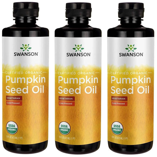 Swanson Certified Organic Pumpkin Seed Oil, Cold Pressed, 16 fl oz, 3 Pack