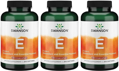 Swanson Natural Vitamin E 400 IU (268 Milligrams), 250 Softgels, 3 Pack