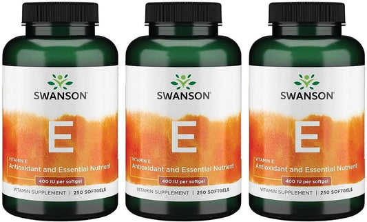 Swanson Natural Vitamin E 400 IU (268 Milligrams), 250 Softgels, 3 Pack