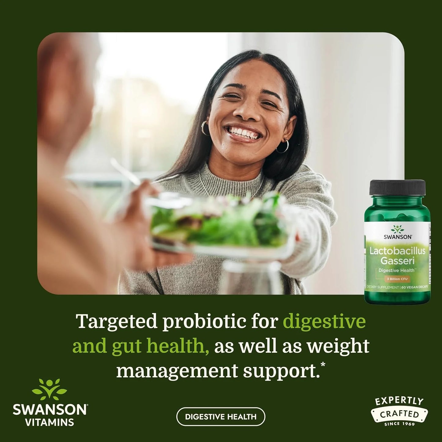 Swanson Lactobacillus Gasseri Probiotic, 3 Billion CFU, 60 Veg Caps, 2 Pk