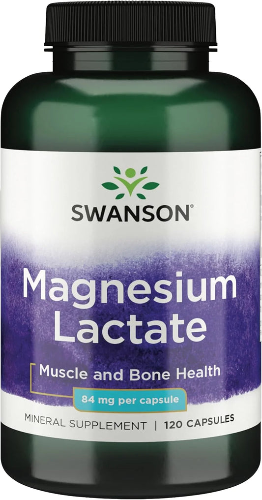 Swanson Magnesium Lactate Lactose-Free, 84 mg, 120 Capsules