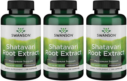 Swanson Shatavari Ayurvedic Female Rejuvenator 500 mg, 120 Capsules, 3 Pk