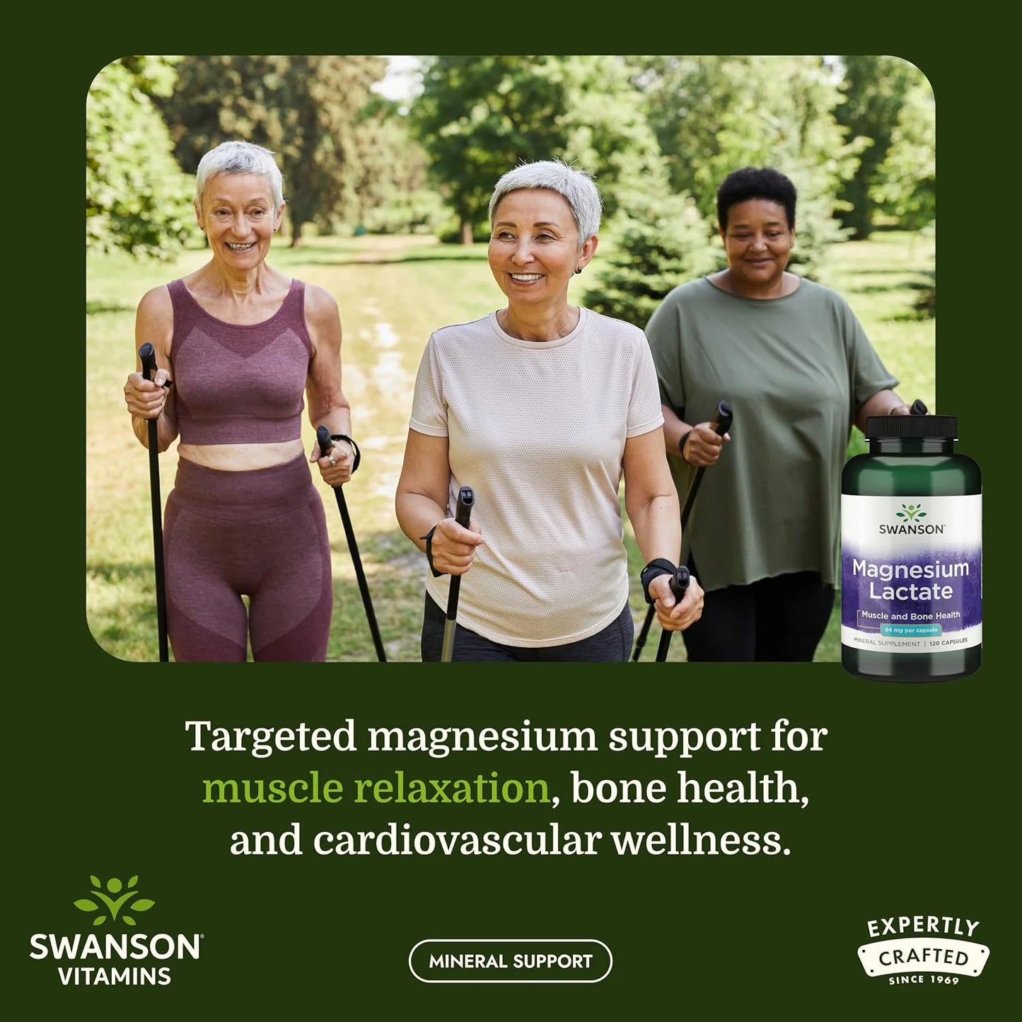 Swanson Magnesium Lactate Lactose-Free, 84 mg, 120 Capsules