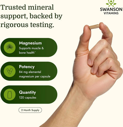Swanson Magnesium Lactate Lactose-Free, 84 mg, 120 Capsules