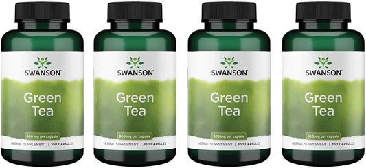 Swanson Green Tea Extract Antioxidant 500 mg, 100 Capsules, 4 Pack