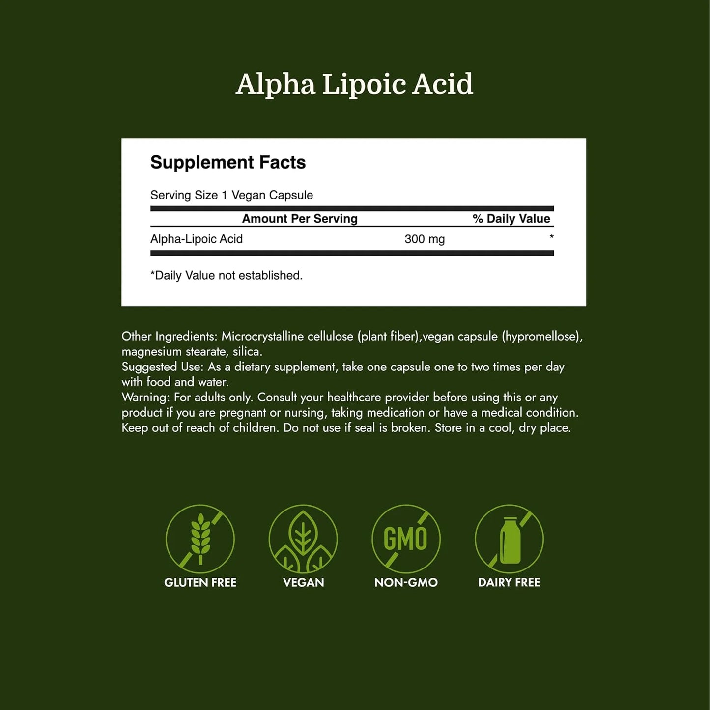 Swanson Alpha Lipoic Acid 300 mg, 120 Vegan Capsules