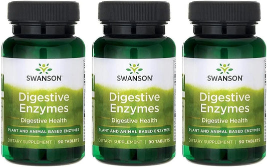 Swanson Digestive Enzymes, Digestive Health Support, 90 Tablets, 3 Bottles