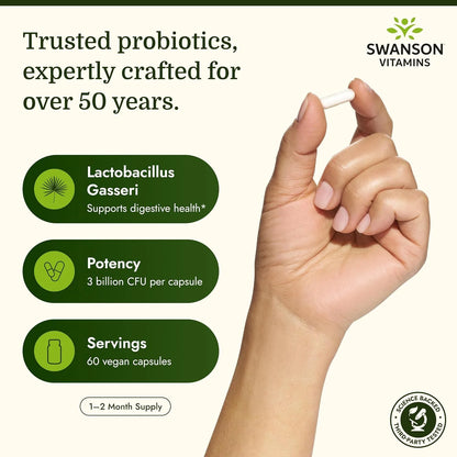 Swanson Lactobacillus Gasseri Probiotic, 3 Billion CFU, 60 Vegan Capsules