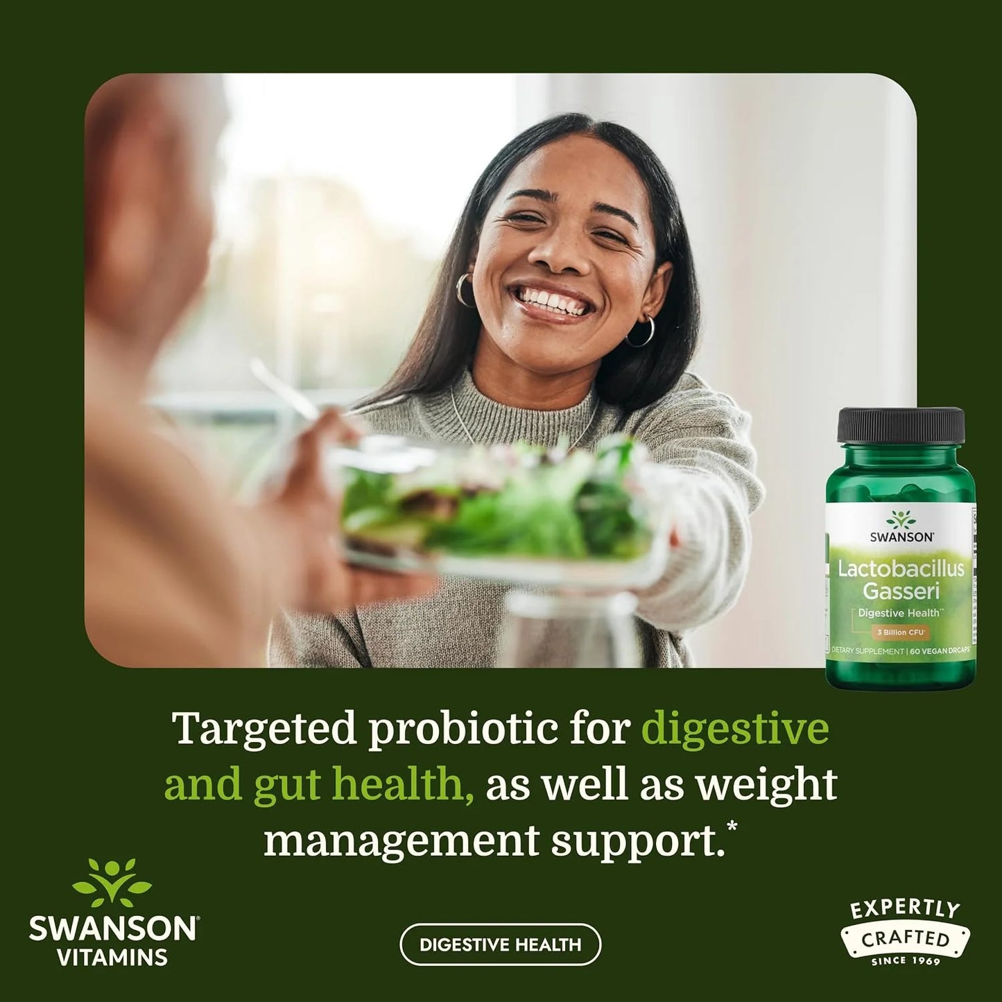 Swanson Lactobacillus Gasseri Probiotic, 3 Billion CFU, 60 Vegan Capsules