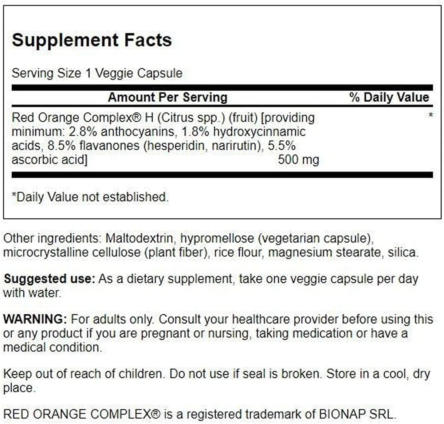 Swanson Red Orange Complex 500 Milligrams, 30 Veg Capsules, 4 Pack