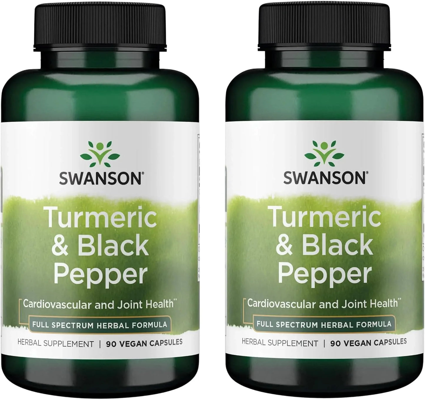 Swanson Premium Turmeric & Black Pepper Supplement, 90 Vegan Caps, 2 Pack