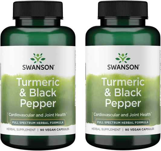 Swanson Premium Turmeric & Black Pepper Supplement, 90 Vegan Caps, 2 Pack