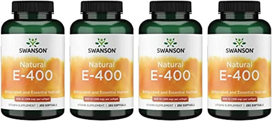 Swanson Natural Vitamin E 400 IU (268 Milligrams), 250 Softgels, 4 Pack