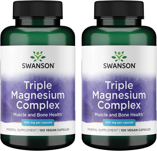 Swanson Triple Magnesium Complex, 400 mg, 100 Caps, 2 Pack