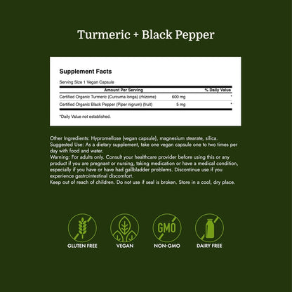 Swanson Organic Turmeric & Black Pepper Joint Health, 60 Veg Caps