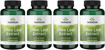 Swanson Olive Leaf Extract Immune Health, 500 mg, 120 Caps, 4 Pack