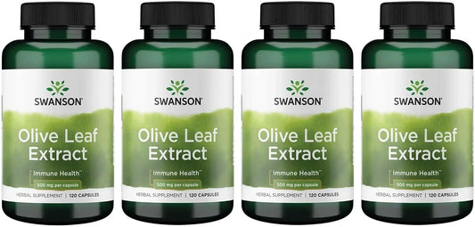 Swanson Olive Leaf Extract Immune Health, 500 mg, 120 Caps, 4 Pack
