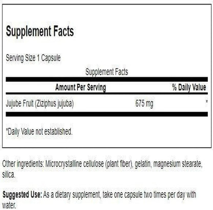 Swanson Jujube Fruit, Herbal Supplement, 675 mg, 60 Capsules