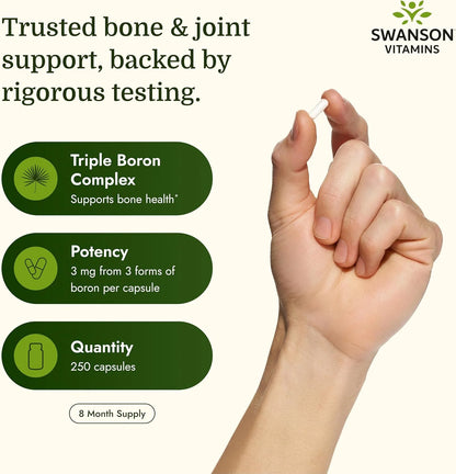 Swanson Triple Boron Complex Bone and Joint Supplement, 250 Capsules