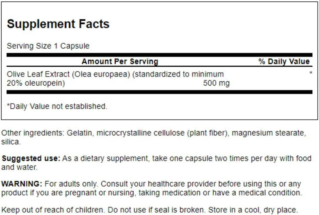 Swanson Olive Leaf Extract Immune Health, 500 mg, 120 Caps